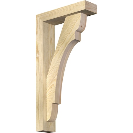 Ekena Millwork Olympic Block Rough Sawn Bracket w/ Offset Brace, Douglas Fir, 4"W x 14"D x 26"H BKT0402X14X26OLY05RDF